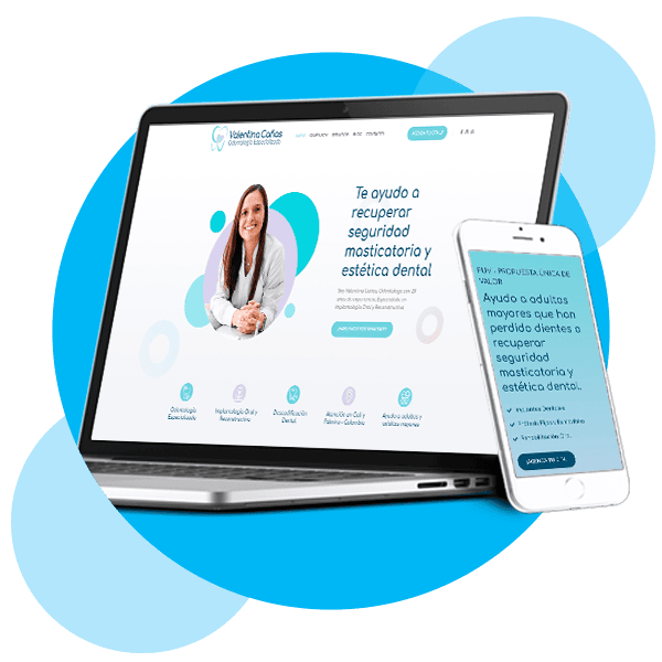 Imagen de computador y celular con representación de los servicios de diseño de sitios web